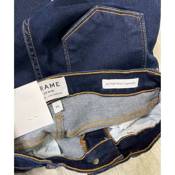 FRAME Ali High Rise Skinny Cigarette Jeans Dark Indigo NWT Women’s 26 - Picture 9 of 11